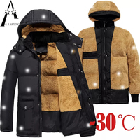 Zima grube mężczyźni odkryty płaszcz z kapturem Plus rozmiar Fur Linner ciepłe kurtki męskie duże kieszenie śnieg Windbreak znosić Sport parki 5XL 1